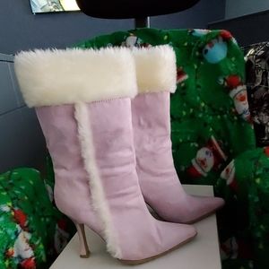 Wild Diva Fur Trim 4" Boot in soft pink